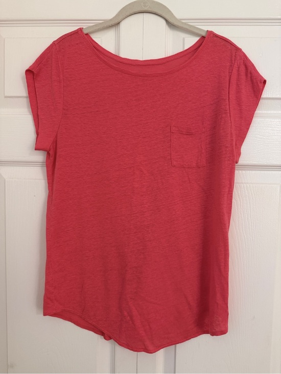 LOFT Tops - LOFT Linen Coral-Pink Short Sleeve Pocket Tee